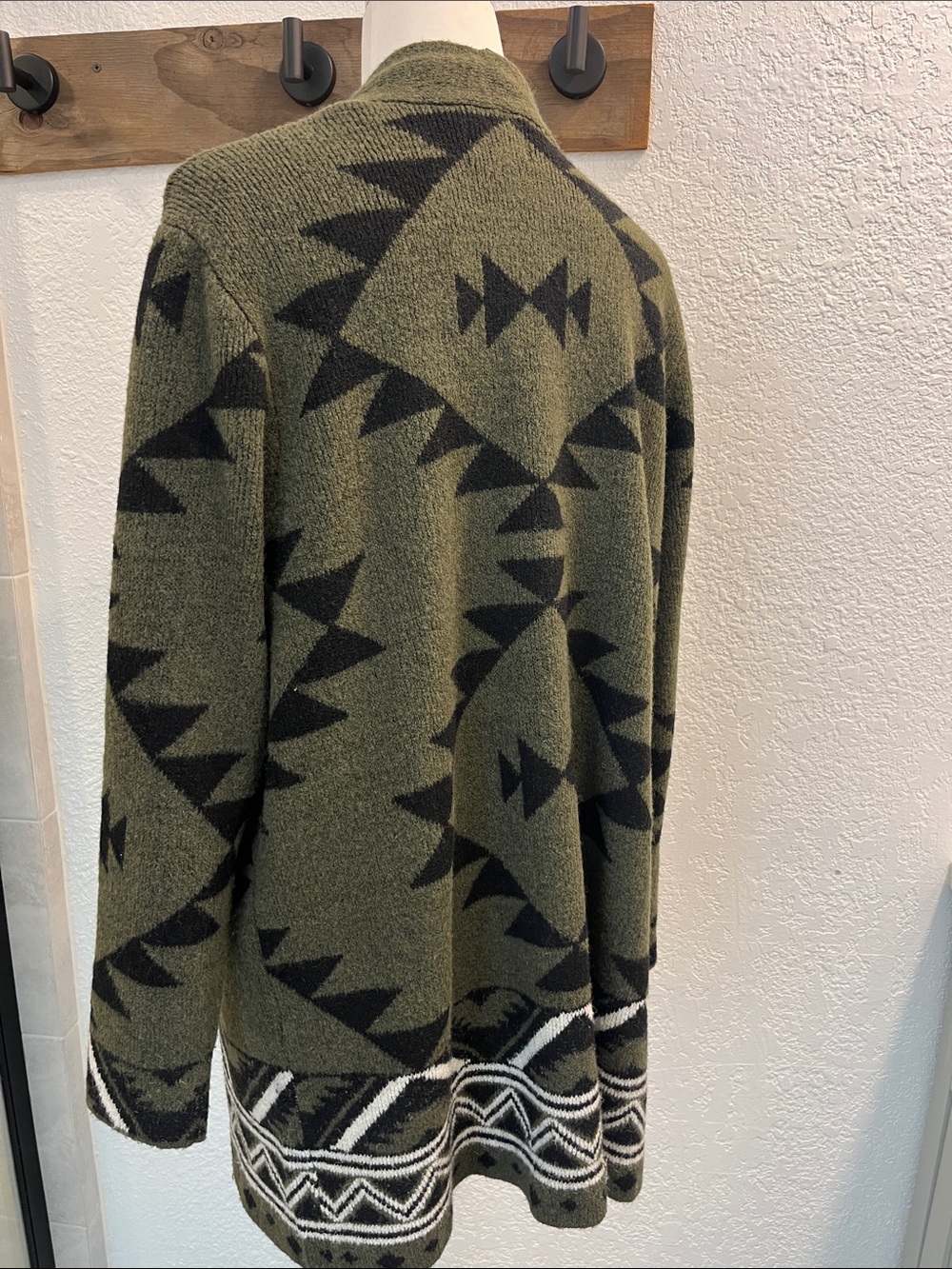 FRYE Olive Green Knit Sweater with Black Label - Picture 3 of 3